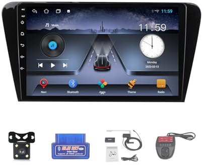 For Skoda Octavia 2013-2018 Car Stereo 2 Din Wireless Carplay Android Auto 10 Full IPS Touchsreen HD Live Rearview/BT 5.0/WIFI/4G SIM/DVR/GPS/SWC/OBD 2/FM AM Radio RDS DAB+DSP(Size:M150CP)