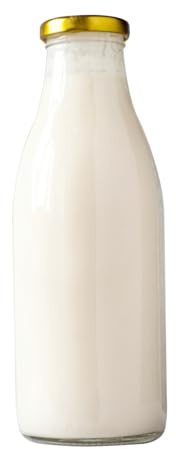 1 Litre Glass Bottles with Lids (Pack of 6) – Large Glass Drink Bottles for Juice, Milk, Water & Smoothies (6 x Gold Lids)