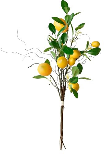 volumoon 8 Stück Gelbe Künstliche Zitronen Deko, Zitronenbaum Künstlich mit Magnolienblüten, Künstliche Zitronen Kunststoff, Zitronenzweig, Zitronen-Dekoration für Zuhause, Wohnzimmer, Fotografie