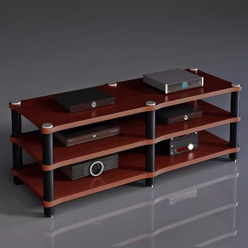 AV-Medienschrank-Ständerkomponente – mehrstöckige, stoßdämpfende, große Stereo-Racks und -Ständer – Haushalts-Audio-/Video-Regale für Verstärker, Lautsprecher, Plattenspieler (braun, 3 Ebene