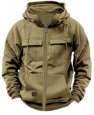 Felpa Uomo con Zip Invernale Cotone Felpa Manica Lunga Cappuccio Lavoro Offerta Hoodie Zip Cerniera Sportiva Slim Jacket Giubbotto Aderente Vintage Sweatshirt Maglia Running Maglione Abbigliamento