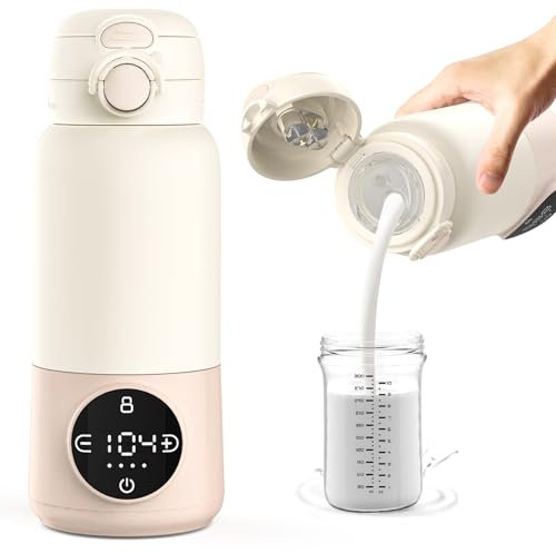 Portable Bottle Warmer for Travel Baby Bottle Warmer with Capacity 450ml Warmer for Breastmilk or Formula, Fast Heating & Smart Temperature Control, Bottle Warmer Baby Travel for Outing Car Airplane