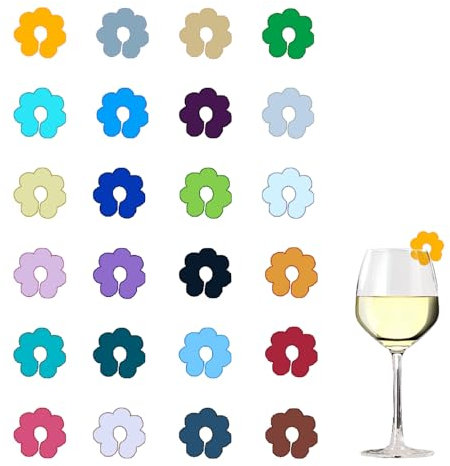 Marcadores de cristal de silicona, 24 unidades, marcador de cristal, vasos de cerveza, marcadores de vidrio reversibles, marcadores de vidrio, marcadores para fiestas, vasos de cristal, marcadores