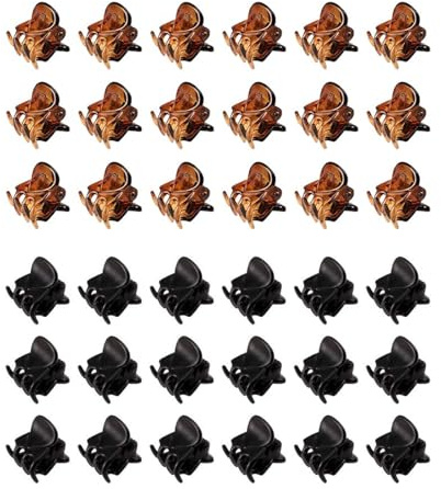 36 pinzas para el pelo, mini pinzas para cabello, horquilla antideslizante, apto para niñas y mujeres, negro, tortuga, 1,5 cm