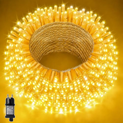 Soagrc LED Lichterkette Außen 10M 100LED Warmweiß IP44 Wasserdicht Strombetrieben, Outdoor Lichterkette mit 8 Modi Verlängerbar für Garten Balkon Weihnachten Hochzeit Party