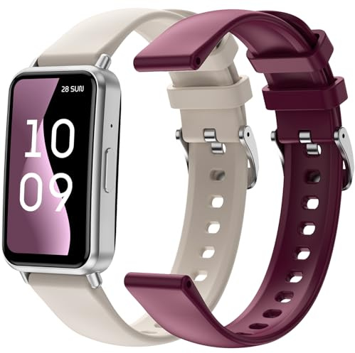 SPC Duo Fit - Bracelet connecté avec écran AMOLED 1,47’’ | Appels Bluetooth et Notifications | +100 Sports | 2 Bracelets Inclus (Beige ou Rouge) | Batterie jusqu'à 8 Jours | IP68 | App Smart You