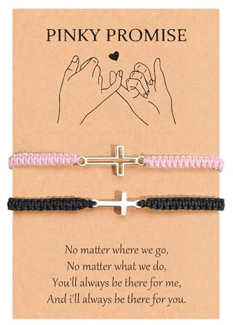 VU100 Matching Bracelets for Couples Bracelets Gifts for Girlfriend Boyfriend Long Distance Relationship Gifts Matching Cross Bracelets Present for Birthday Anniversary Christmas