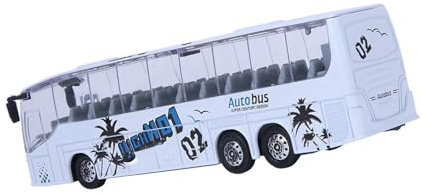 OEBUAFI Simulation Transit Bus Model Toy med Ljus och Musik för Barn, Alloy Bus Model for Collection, Presenter, Dekoration, Gul, 1:50 Skala Pull Leksak för Barn (Vit)