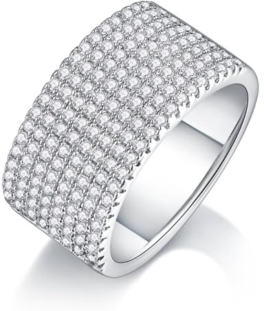Whoiy Hochzeitsringe Weißgold 375, Ehering Breit 9 Karat Echt Gold Moissanite Damenringe Größe 63 (20.1)