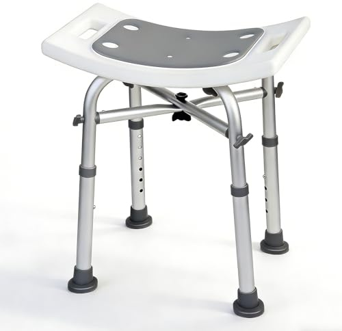 Duschhocker 180kg Höhenverstellbar 37-50cm Werkzeugfrei Montage rutschfest Stabil für Schmale Wannen - Senioren, Behinderte, Sicherer Sitz（Grau）