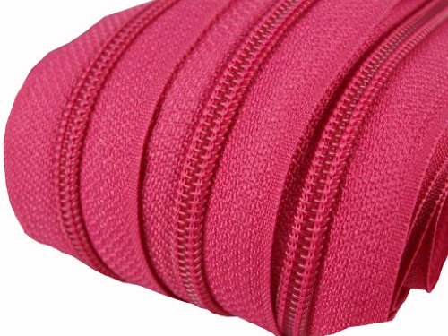 Schnoschi 6 m endlos Reißverschluss 5 mm Laufschiene + 15 Zipper Meterware teilbar Farbwahl (rosa)