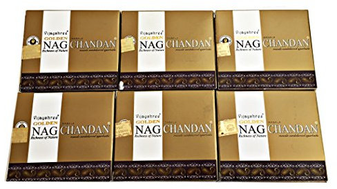 Vijayshree Golden Nag Chandan Masala - Conos de incienso (6 cajas)