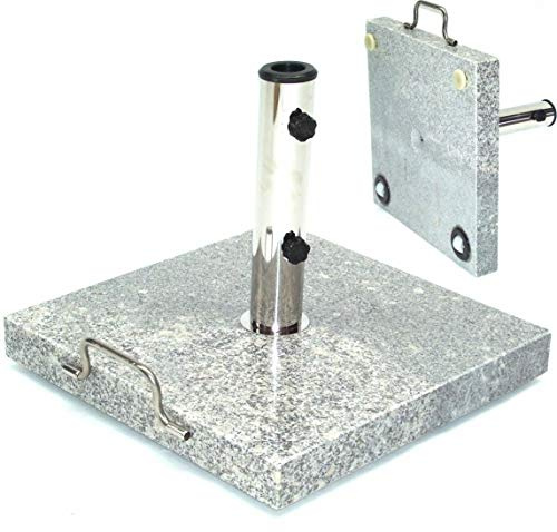 D&L Granit Sonnenschirmständer Schirmständer Schirm Ständer Granitständer m. Rollen [55880 AWZ Granit Sonnenschirmständer 30kg 45x45x5.5 Rollen]
