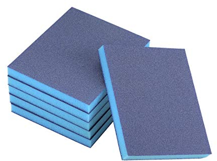 Schleifschwamm mit 180 Körnung, Schleifblock, 4,7 Zoll x 3,9 Zoll x 0,4 Zoll, Blau, 6 Stück