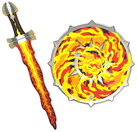 Liontouch - Fantasie Flammen-Set | Spielzeugschwert & Schild für Jungen von 3-8 Jahren | Mittelalterliches Schaumstoffspielzeug im lodernden Feuerstil | Sicheres Zubehör für Verkleidung