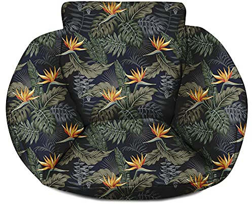Ferocity Suspendu Hamac Chaise Coussins, Oreiller avec Dossier, Imperméable Siège de Chaise Rembourrage pour Patio Jardin, Balançoire Panier Suspendu Coussin de Siege, Palm Strelitzia Reginae [114]