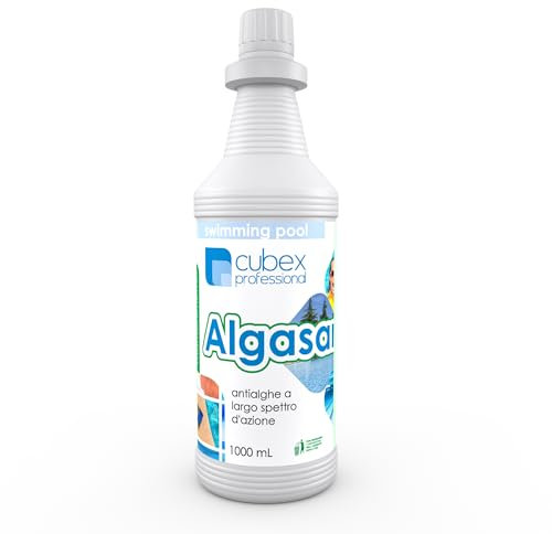 Cubex Professional Algasan 1 LT - Trattamento Igienizzante per Piscine e Spa, Effetto Schiarente e Azzurrante, Non Schiumogeno - Antialghe per Piscina