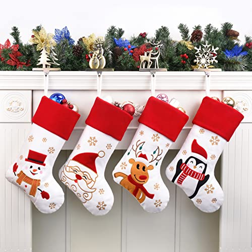 Duosheng & Elegant Weihnachtsstrümpfe Kamin, 4 Stück, für Kinder, Familie, Weihnachtsstrumpf, Rot, Weihnachtsdekoration