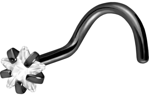 PIERCINGLINE Titan Nasenpiercing Spirale | EINGEFASSTER KRISTALLSTERN | Nasenstecker | Farbauswahl