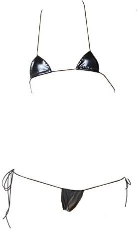 Mini Bikini in Pelle Extreme Anime Lingerie Sexy Cosplay Dress Sfacciato Reggiseno Giapponese aPanty Set Due Pezzi, Nero, X-Small - X-Large