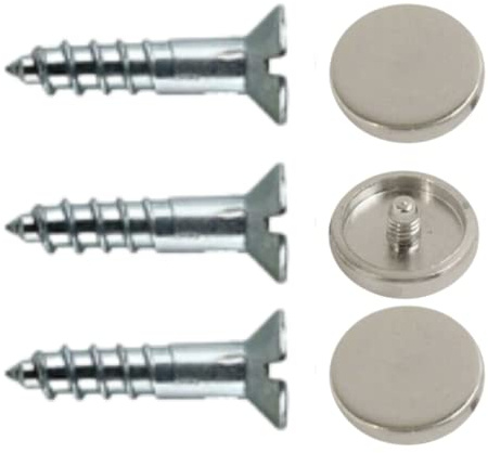 19mm Mirror Fixing Screws with 13mm Chrome Flat Caps Decorative Mirror Mounting Screws Pack of 8