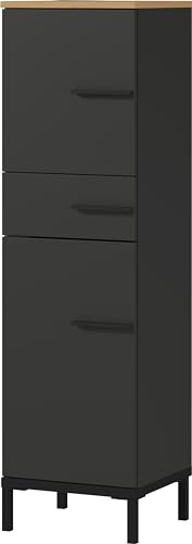 Germania Mediumschrank 2671-549 GW-Yonkers, in Graphit/Navarra-Eiche-Nb., mit Selbsteinzug der Schubladen, 34 x 123 x 34 cm (BxHxT)
