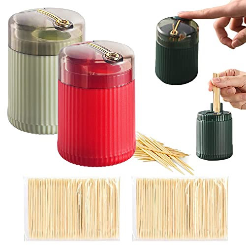 Zahnstocherspender, Kreativer Automatischer Zahnstocherspender, Automatischer Pop-Up-Zahnstocherspender, Kreative Bewegliche Zahnstocherhalter Praktischer Speicher FüR Heim Tabelle,KüChe (2Pcs-A)