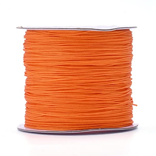 PandaHall 142 Yards 0,6 mm geflochtenes Nylonfaden, chinesische Knotenschnur, Makramee-geflochtene Perlenschnur für Kumihimo-Halsketten, Freundschaftsarmbänder, Orange