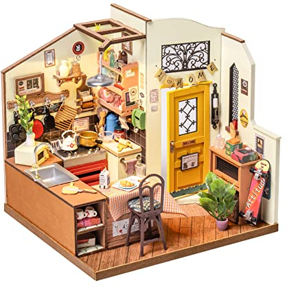 Rolife Casa de Muñecas Casa en Miniatura con Accesorios Hecha a Mano Kits Modelo para Adultos para Construir Juguetes Navidad Regalos de Cumpleaños para Mujeres (Homey Kitchen)