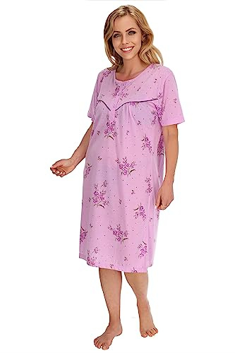 Schuerzenfabrik - Camicia da notte da donna, a maniche corte, blu, rosa, viola, arancione, con bottoni