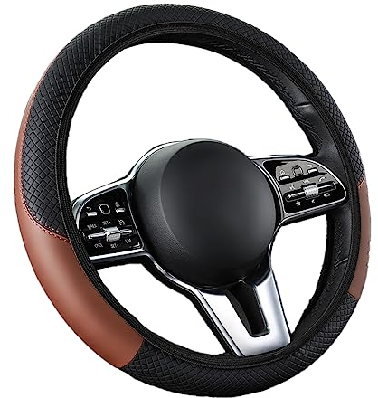 Mikrofaser Leder Lenkradbezug,Universal 38 cm Auto Lenkradhülle Lenkrad Abdeckung Rutsch Lenkradabdeckung Lenkradschoner Car Steering Wheel Cover,für die meisten Autolenkräder,Schwarz Braun B