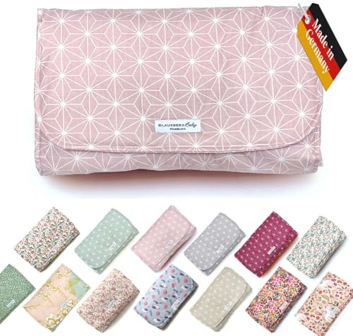 Blausberg Baby – Wickelunterlage für unterwegs, faltbare Wickel-Clutch aus beschichtetem Stoff, wasserdicht & abwaschbar, kompakt für Handtasche, nachhaltig (Happy Star Rosa)