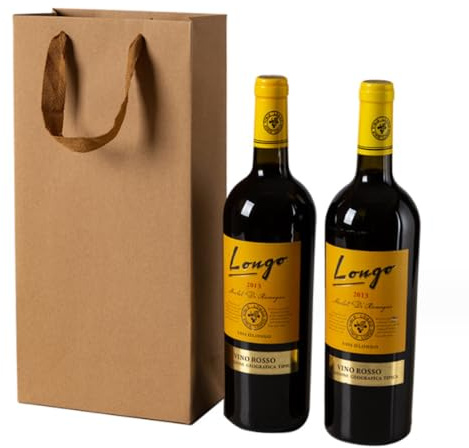 JPORSHU 10 Stück Weinpapiertüten, Weinflaschenbeutel, wiederverwendbar, Geschenk-Tragetasche, für 2 Flaschen Wein, Kraftpapier, Weintüten mit Griffen, für Hochzeit, Whiskey, Spirituosen, Party