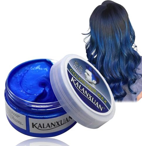 Hair Colour Wax - One-Time Temporary Blue Hair Dye, Easy Wash Out Blue Hair Spray Colour For Kids, Men, Women - Instant Styling Natural Matte Colour Hair Cream For Party, Cosplay, Nightclub, Halloween
