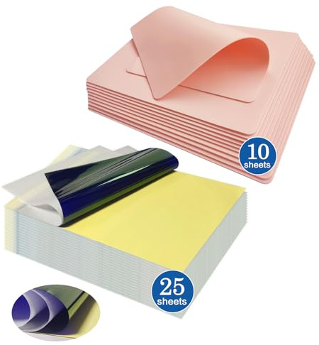 PIXESTT 25 Stück Stencil Papier und 10 Stück Übungshaut zum Tätowieren, Transferpapier Tattoo Übungshaut-Set Wird zum Tätowieren und Übertragen von Musterübertragung