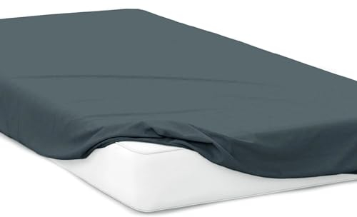 Mixi Trends Spannbettlaken Jersey Spannbetttuch 100% Baumwolle Bettlaken Bettlaken, Größe:200 x 220 cm, Farbe:Dunkelgrau