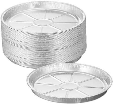 Relaxdays Barquettes Rondes en Aluminium, Lot de 50, HxD : 2,5x27,5 cm, moules tartes, Accessoires de Barbecue, argenté