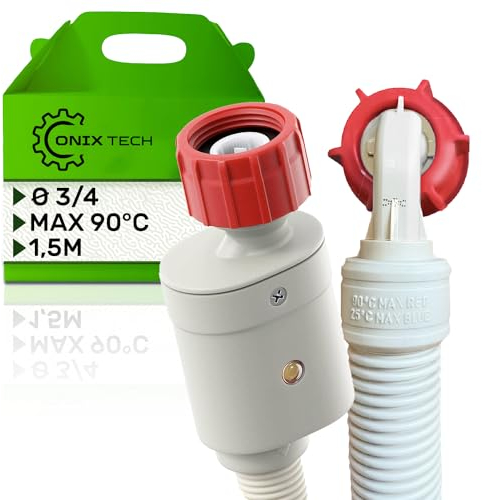 Aquastop Manguera Lavadora y Lavavajillas 1,5m y Válvulas Ø 3/4″ Rango de Presión 0,2-10 Bar Hasta el 90°C - Garantía de 5 Años - ONIX TECH