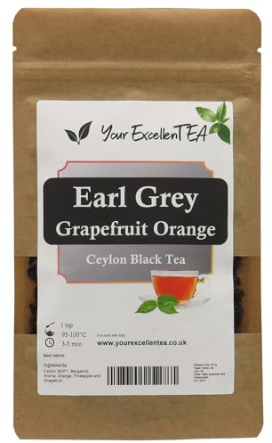 Earl Grey Grapefruit Orange (100g) Black Loose Leaf Tea Ceylon Sri Lanka Tea Leaves Aromatic Fruity Citrusy Zesty Bright Refreshing Balanced Tasty, Closed in Resealable Pouch