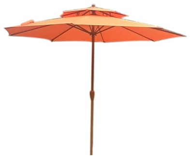 DONGXIAO Parasol d'extérieur, Parasol à Double Toit de 2,7 m, Parapluie étanche, Parasol de Patio Coupe-Vent, utilisé for la Plage, la Cour, Le Camping, Le Balcon extérieur(No Base,Orange)
