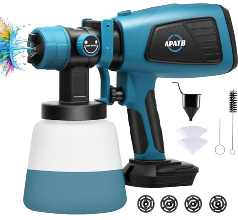 Trådlös färgspruta för Makita 18 V LXT-batteri, HVLP sprutfärgpistol med borstlös motor och 4 kopparmunstycken och 3 sprutmönster (batteri ingår inte)