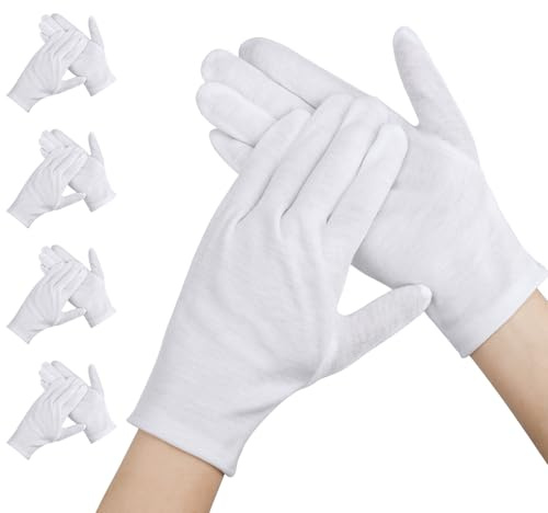 Segbeauty Gants Coton, 4 Paires Gant Coton Dermatologie, Lavables, pour Mains Sèches, Eczéma, Beauté, Inspection de Bijoux et Plus (Xl)