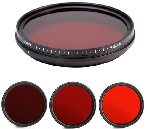 WANGFK Filtre d'objectif à Rayons X Infrarouge réglable, 530/590/630/680/720/750 nm, adapté aux appareils Photo Reflex numériques 46 49 52 55 58 62 67 72 77 82 mm(52mm)