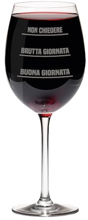 Lol t-shirt Calice Vino Divertente 49 cl – Bicchiere Personalizzato con Tacche Ironiche – Buongiorno, Brutta Giornata, Non Chiedere – Idea Regalo per Amanti del Vino, Compleanno, Colleghi