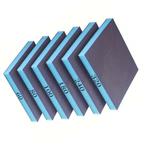 Schleifschwamm, Körnung 60, 80, 100, 180, 240, Schleifblöcke, Schleifblöcke, Metall, Schleifblöcke, 6 Stück