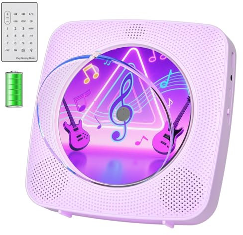 Lecteur CD Portable Bluetooth: Kegaudio Lecteurs CD Enfant avec Haut-Parleur Radio Lecteur de CD Mural avec Télécommande Prise USB AUX 3,5 mm Violet