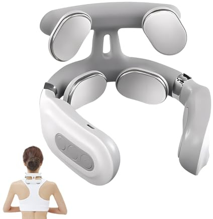 Masajeador de cuello eléctrico con calor - 2.0 Pro 4 cabezas de masaje cervical para alivio del dolor de hombro, 16 niveles de intensidad, diseño ergonómico portátil para masaje de nervios para el