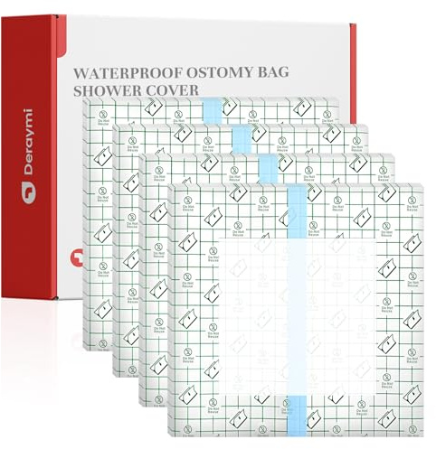 DERAYMI 25×25cm Waterproof Ostomy Shower Cover - 50pcs Ostomy Bag Protectors for Colostomy, Ileostomy & Urostomy - Shower Guard Shield Supplies