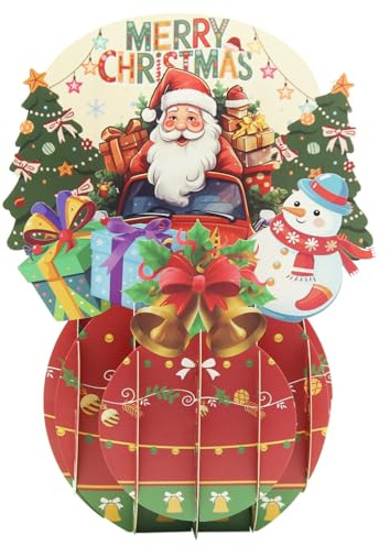 3D-Pop-Up-Weihnachtskarte, festliche Grußkarten mit Weihnachtsmann, Schneemann und Weihnachtsbaum mit Umschlägen | Festliches Geschenk und Dekoration, 5,51 x 7,68 Zoll