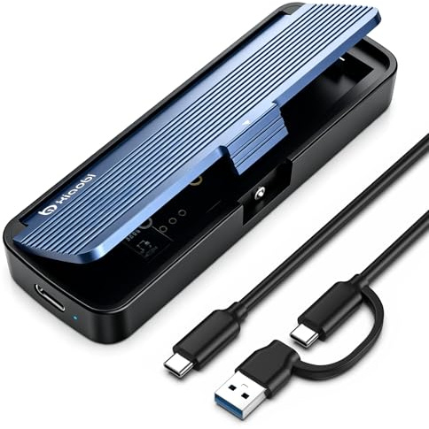 Xiaobi NVMe-SSD-Gehäuse, werkzeuglose Installation, Sandwich-Design. | USB‑3.2‑Gen‑2‑Adapter (10 Gbit/s) für M.2‑NVMe‑SSDs, M‑Key/B+M‑Key, unterstützt UASP & TRIM, für 2230/2242/2260/2280